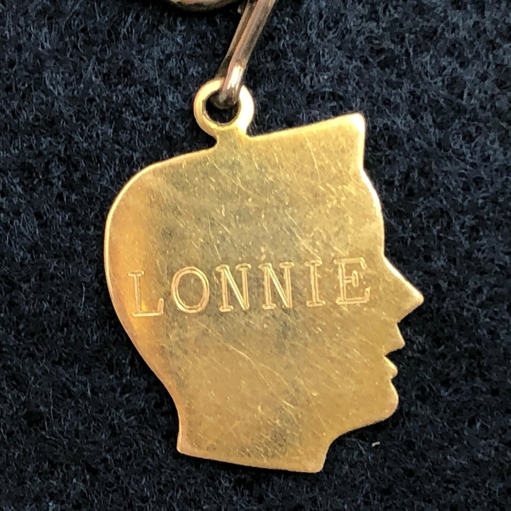 Vintage 1960's ORI 1/20 12K GF Gold Filled Etched Lonnie Name Charm Pendant Boy